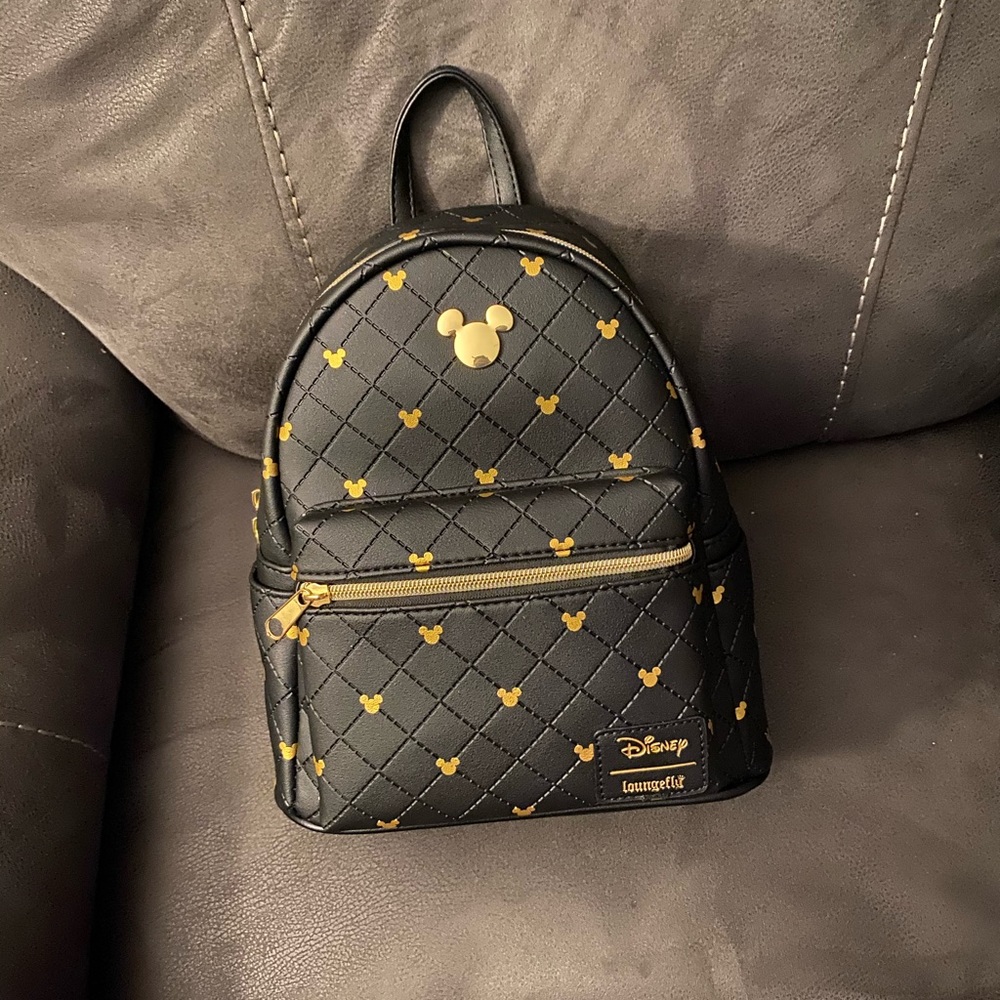 Black and gold quilted Mickey Mouse Loungefly